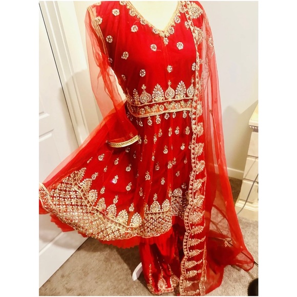 Fancy Party Pakistani Indian Dress Salwar Kameez L / XL / 44 Frock Peplum - Picture 3 of 8